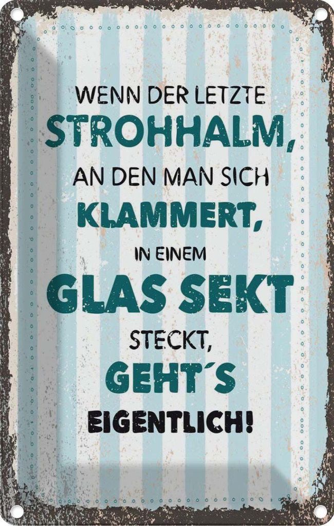 vianmo Blechschild 30x20 cm Wenn der letzte Strohhalman Spruch Zitat