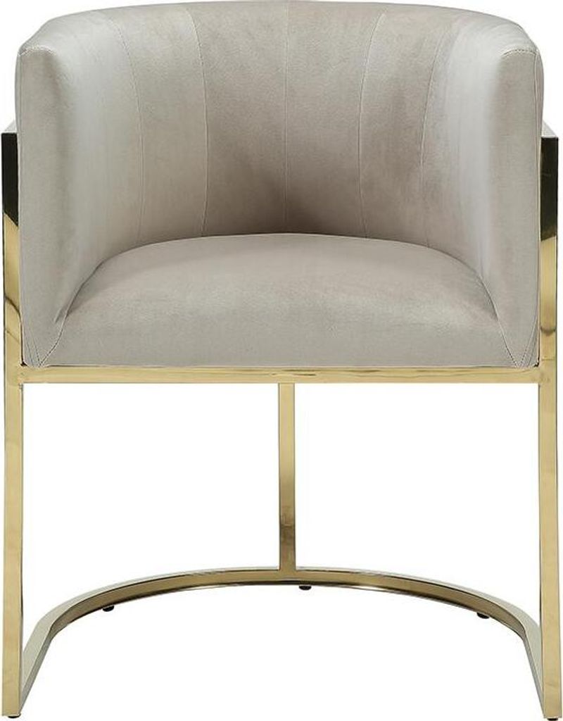 PERIA stuhl von Pascal Morabito mit armlehnen - velour und metall - beige und gold farbe