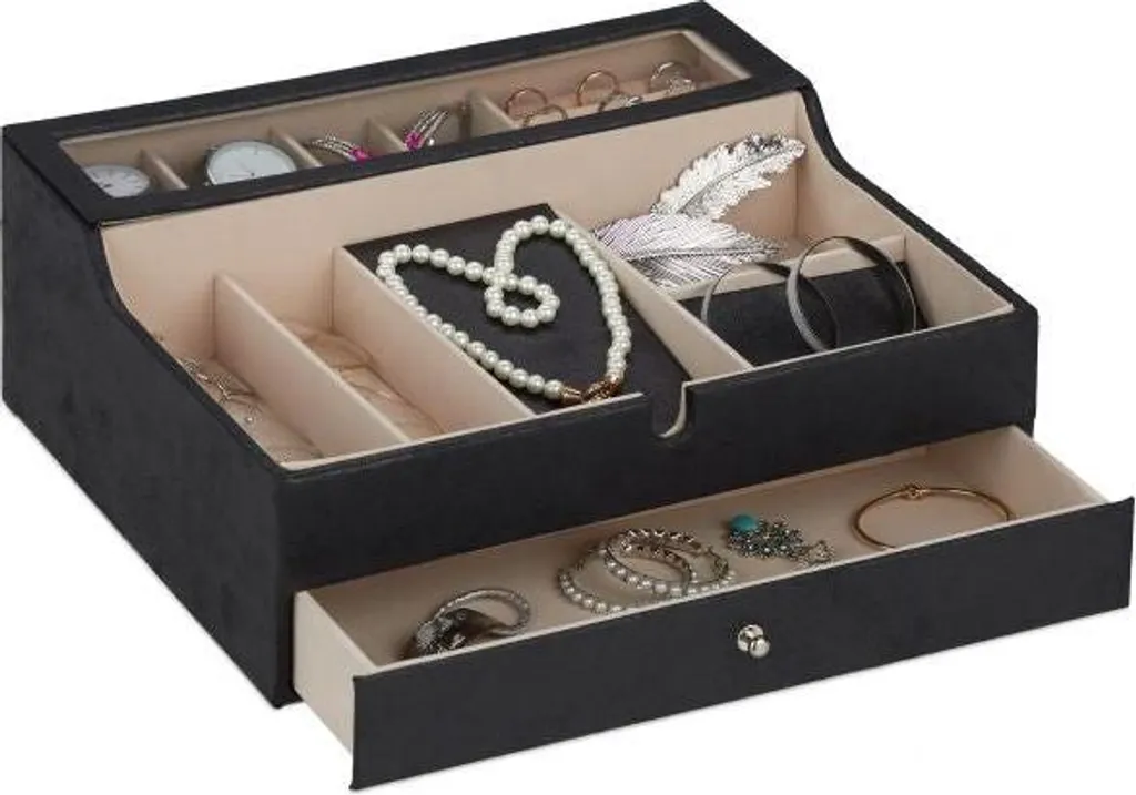 Boîte à bijoux simili cuir finition luxe - Rangement bijoux multi-niveaux