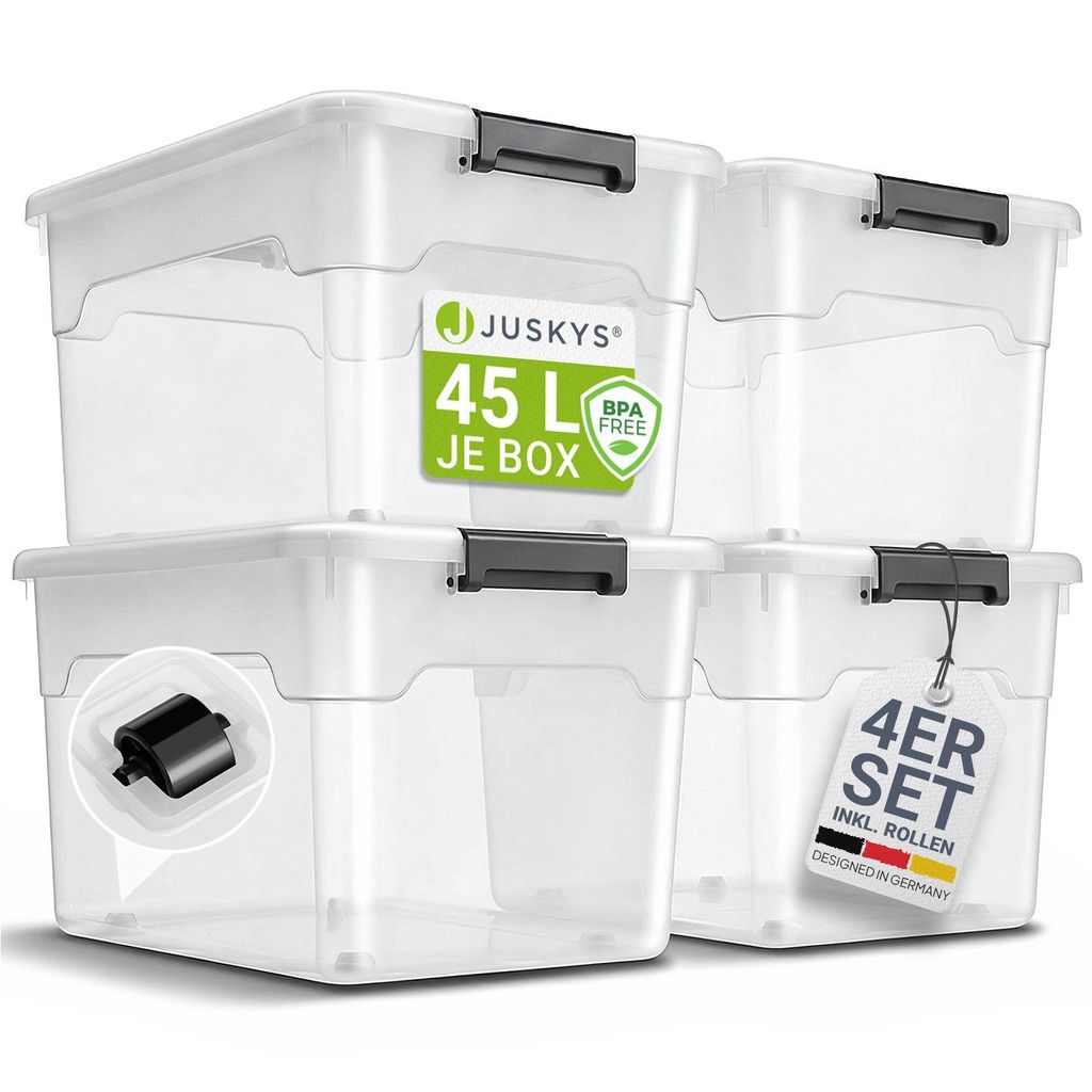Juskys Aufbewahrungsbox mit Deckel - 4er Set Kunststoff Produktbild 