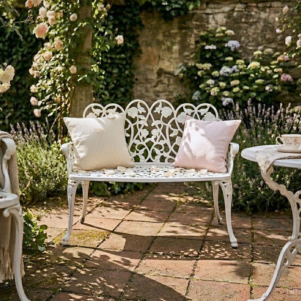 abc HOME | Gartenbank aus Aluminiumguss | Jugendstil | weiß Produktbild 
