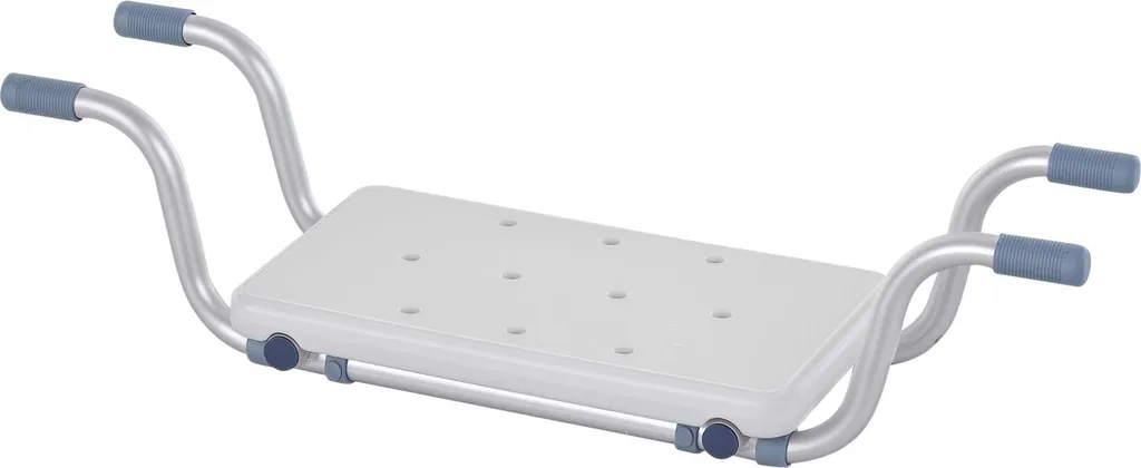 Siège de Bain en Aluminium avec Assise Ergonomique Perforée 73-83 cm Blanc