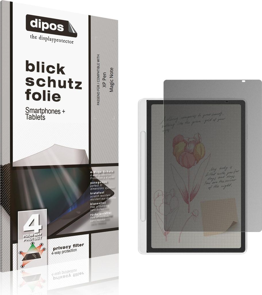 Blickschutzfolie für XP-Pen Magic Note Pad matt Schutzfolie Folie Display Schutz dipos