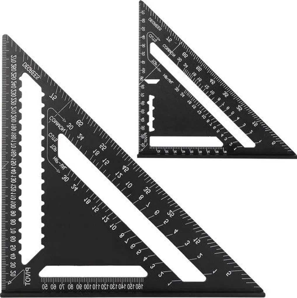 Kit de règles triangulaires en métal noir 18 cm et 30 cm haute précision