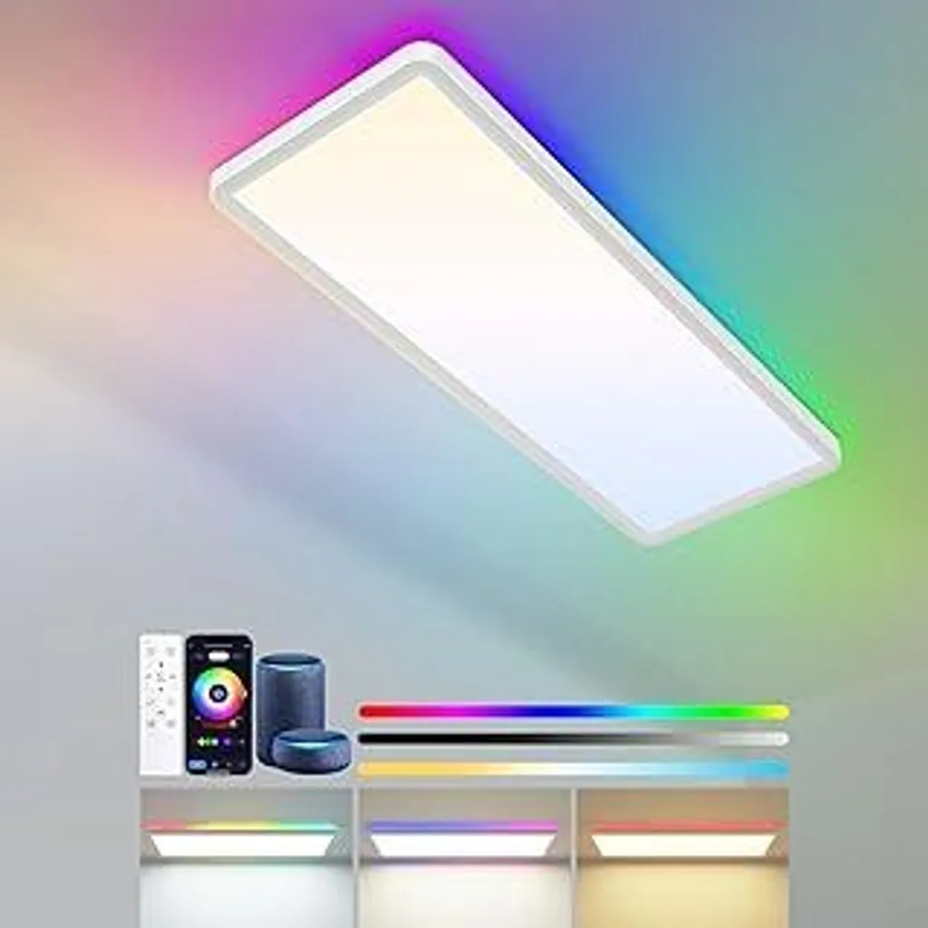 Plafoniera Zemty 58x20 RGBIC: Smart LED 32W 3500LM Google & Alexa