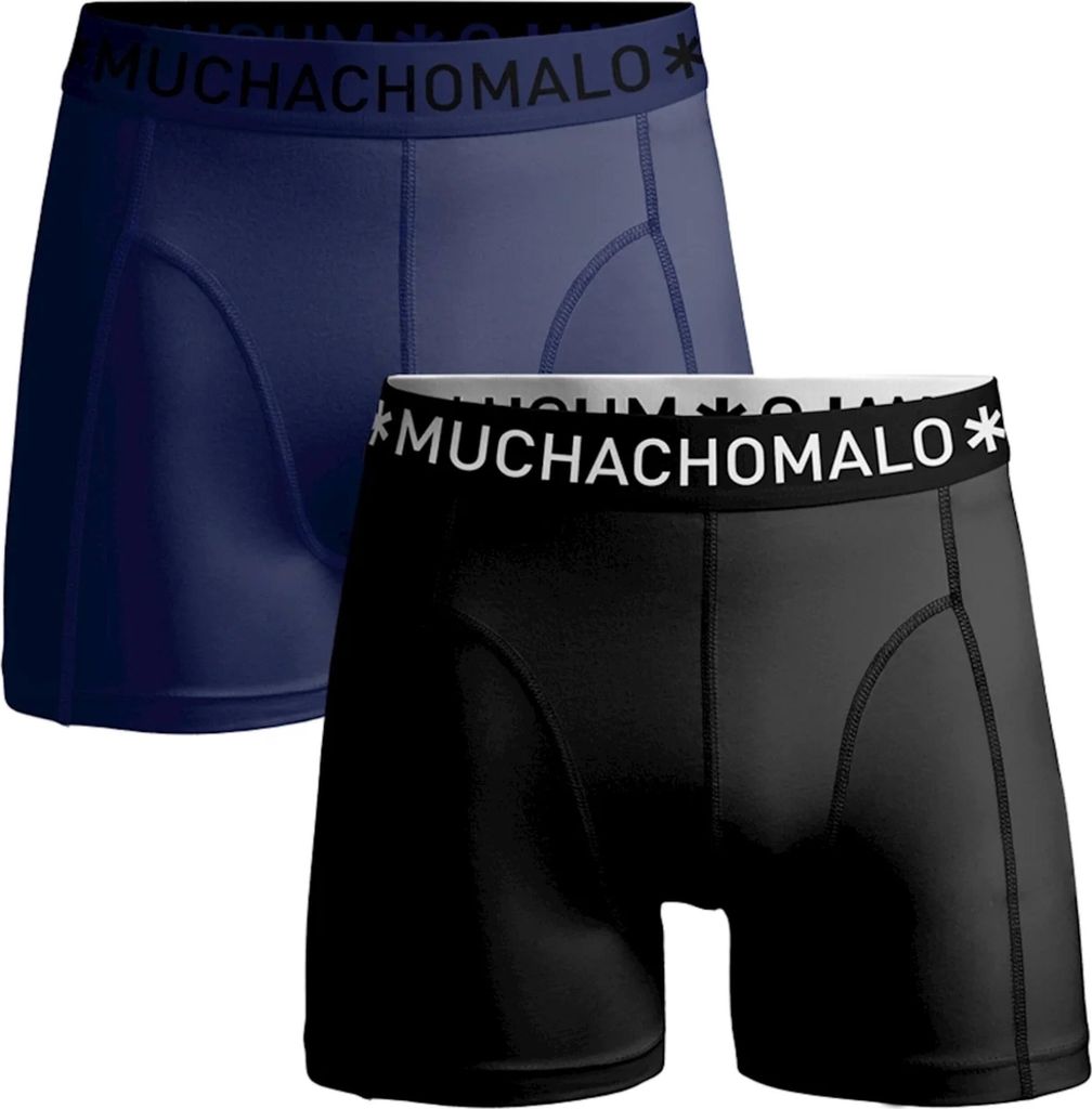 Muchchomalo microfiber boxershorts (2-pack), heren boxers normale lengte, zwart en blauw
