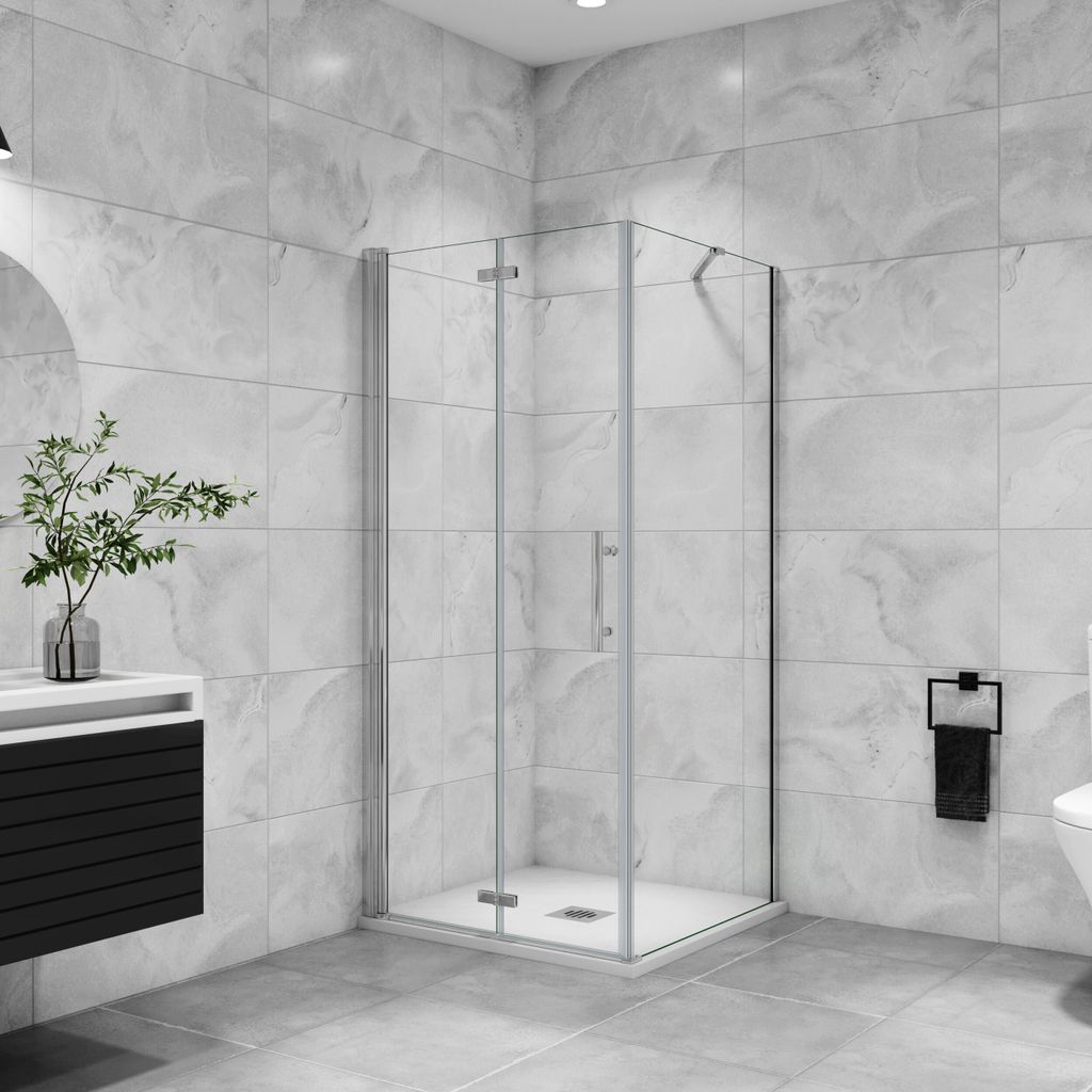 Falttür:90x197cm+Seitenwand:70x195cm Duschkabine Duschabtrennung Dusche Drehtür