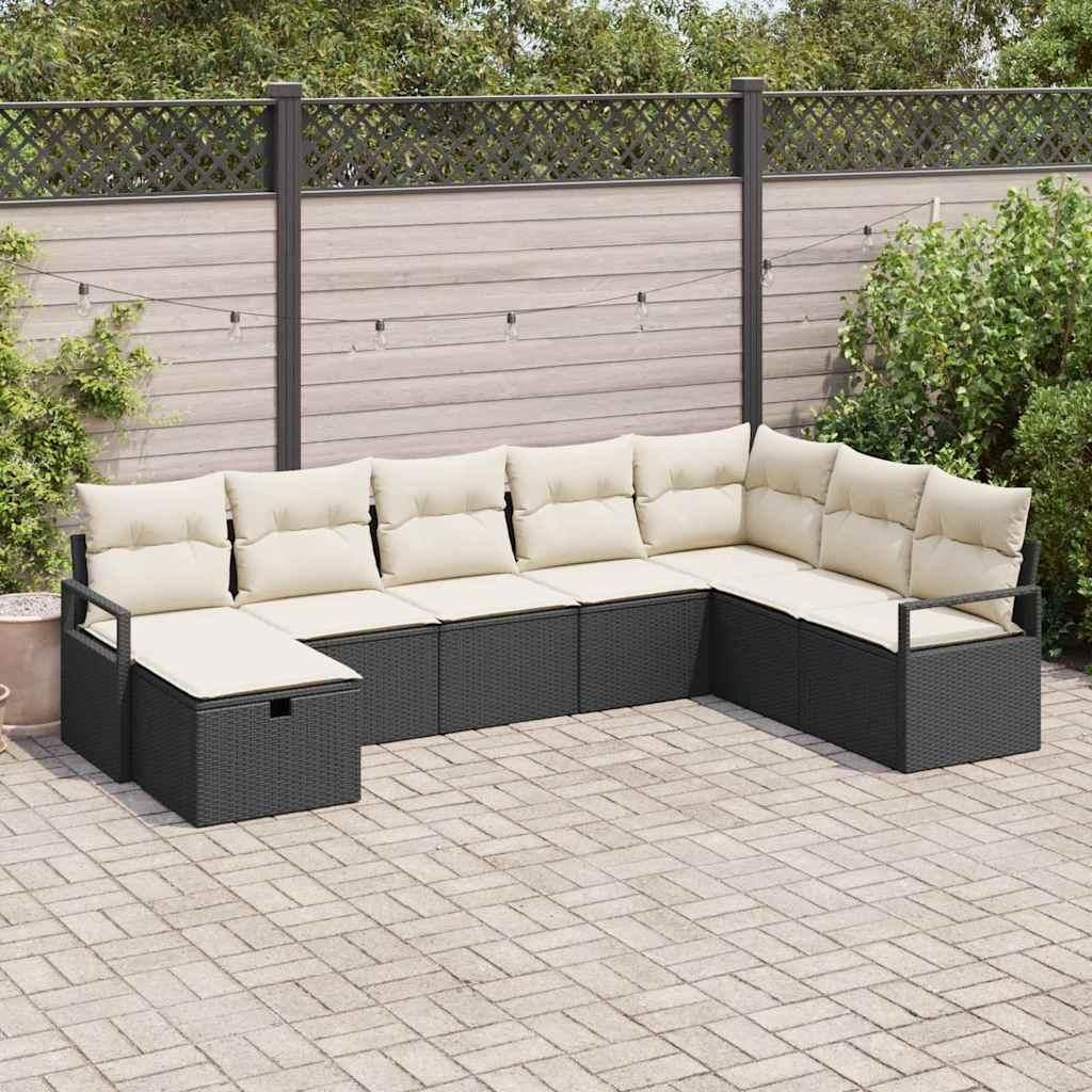 Möbel Garten-Sofa-Set 8 pcs Schwarz 287 x 177 x 69 cm Poly Rattan - Gartenmöbelgarnituren 3360558