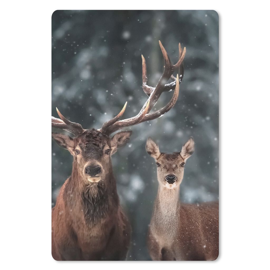 MuchoWow Mauspad Mousepad Hirsche - Tiere - Winter - Geweih - Schnee - Natur 18x27 cm - Mousepads - Maus Mat - Pad - Mausunterlage