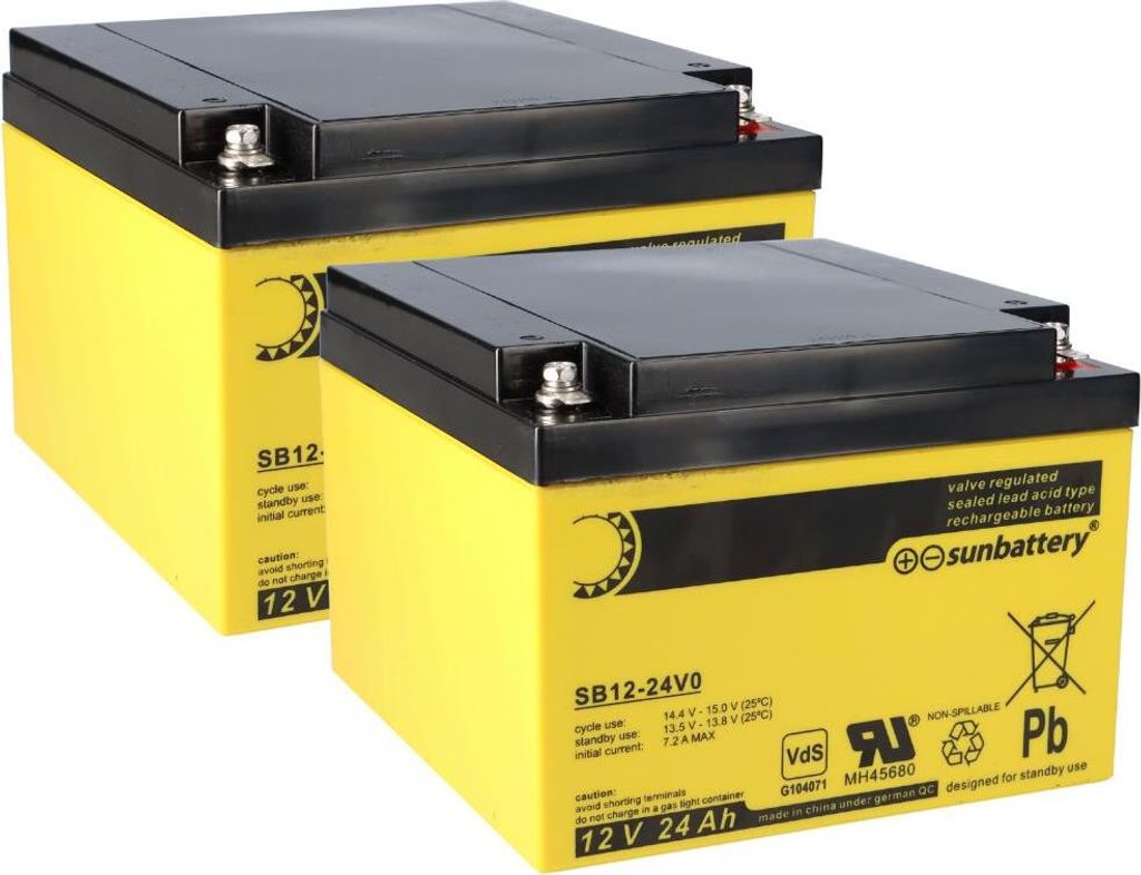 Ersatzakku für Brandmeldezentrale Esser Honeywell IQ8Control M 2 x AGM Batterie 12V 24Ah mit VdS