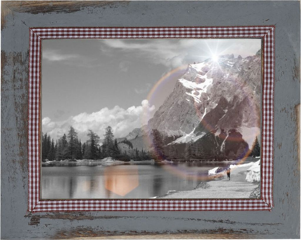 Bilderrahmen H246, Fotorahmen Holzrahmen, 21x26cm Shabby-Look Landhaus grau