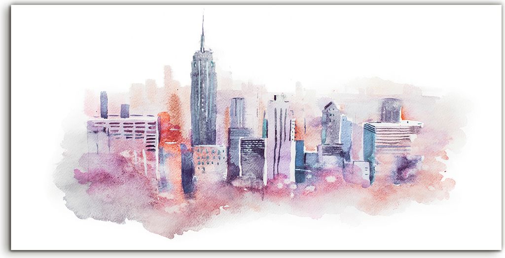 Coloray Spritzschutz aus Glas 120x60 Wandkunst Küchenrückwand Kunstdruck Malerei bunte Stadt modern