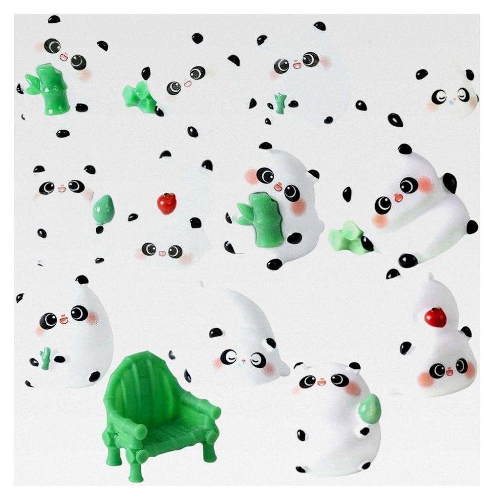 Leuchtende Panda Figuren Tortendeko Deko Figur Harz Ornamente Gartendeko Handwerk Blumentopf Dekoration Mini Panda 13 Stück