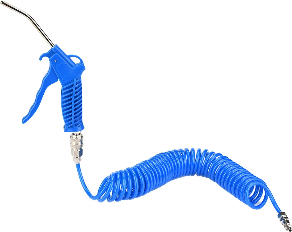 Kit Pneumatico Soffiaggio Aria: Pistola Blu + Tubo PU 5m Connettore UE