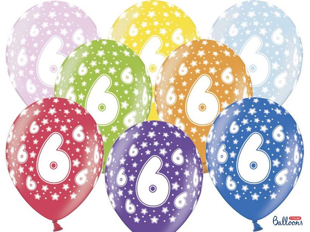 6 Luftballons 6. Geburtstag bunt Produktbild 