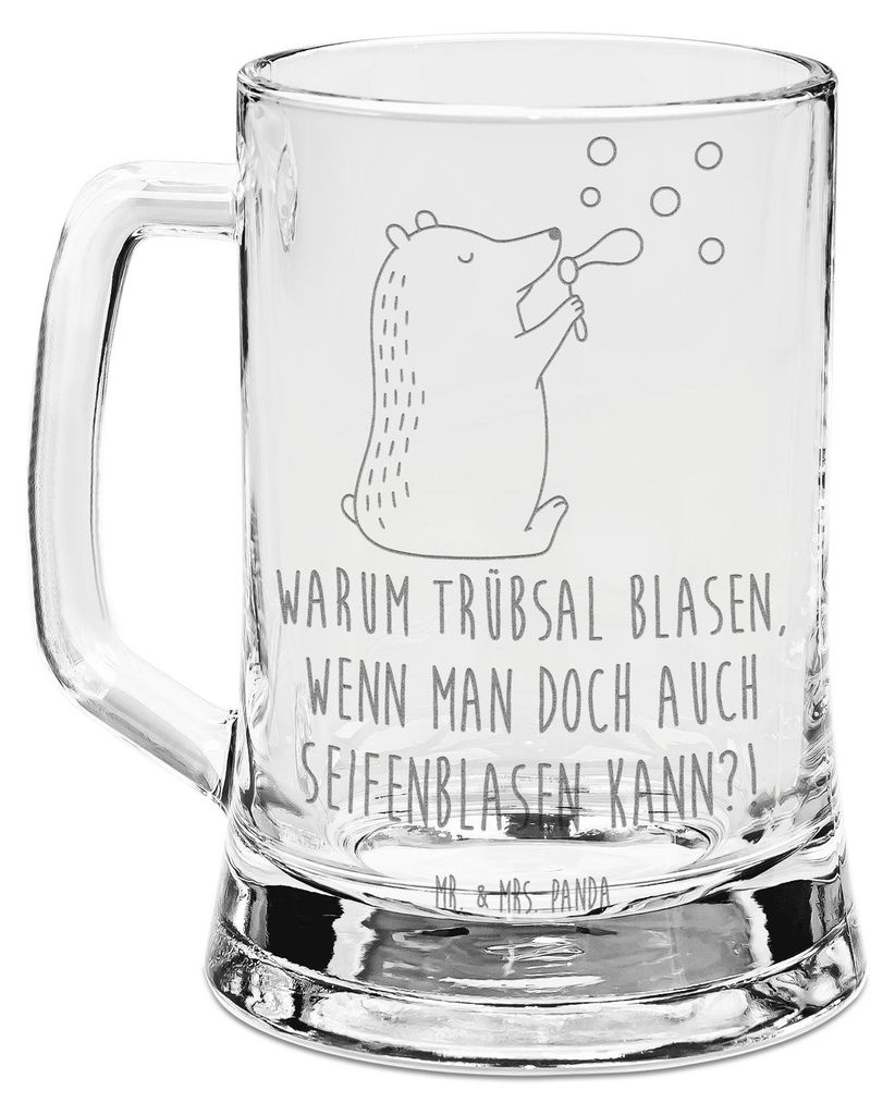 Mr. & Mrs. Panda Krug Bär Seifenblasen - Transparent - Geschenk, Teddy, Bierkrug Mit Gravur, Lustig Sein Glücklich Traurig Happy, Humpen, Bierhum...