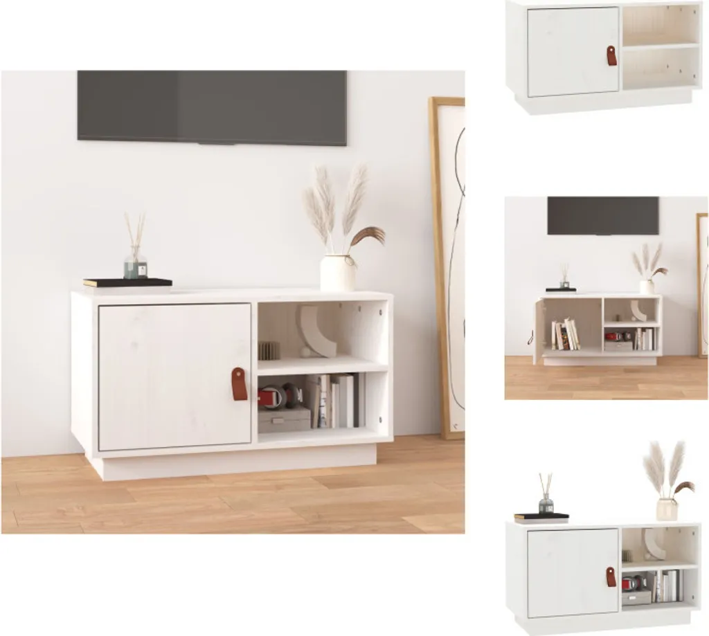 Mobile TV Scandinavo vidaXL Bianco 70 cm - Design in Pino Massiccio