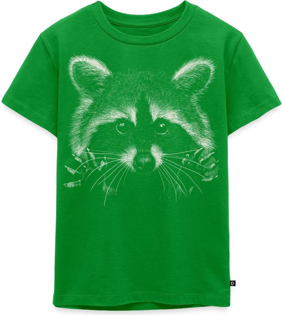 Spreadshirt Süßer Waschbär Lustig Racoon Kinder Premium T-Shirt, 98/104 (2 Jahre), Grün