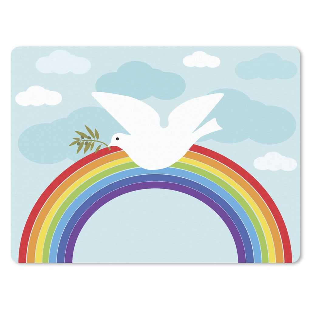 MuchoWow Mauspad Mousepad Eine Illustration einer weißen Taube über dem Regenbogen 40x30 cm - Mousepads - Maus Mat - Pad - Mausunterlage - Anti...