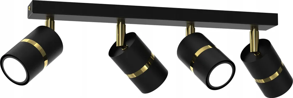 Plafonnier spot orientable avec ruban LED design 4 spots GU10 métal chic
