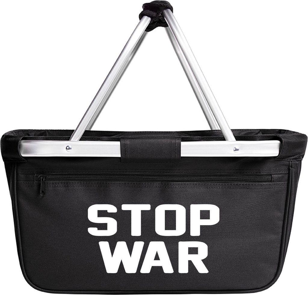 Huuraa Einkaufskorb Stop War 20 Liter Black faltbarer Tragekorb Geschenkidee