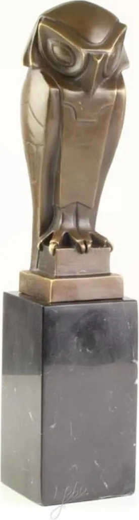 Statue Chouette Bronze et Marbre : Objet d'Art Stable et Chic pour Salon