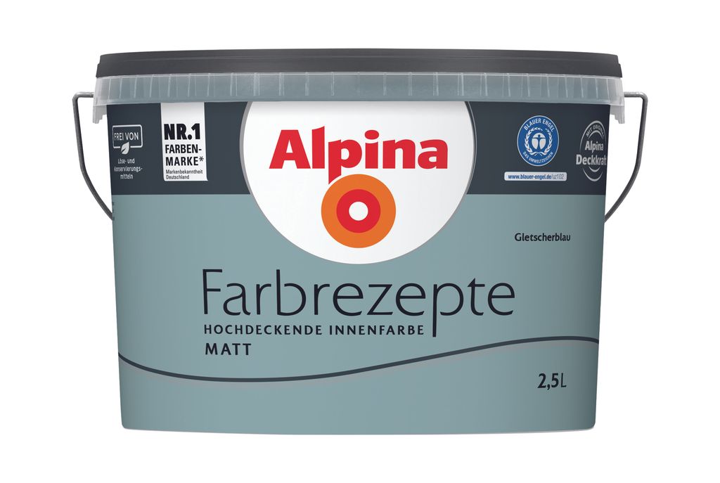 Alpina Farbrezepte Gletscherblau matt 2,5 Liter Produktbild 