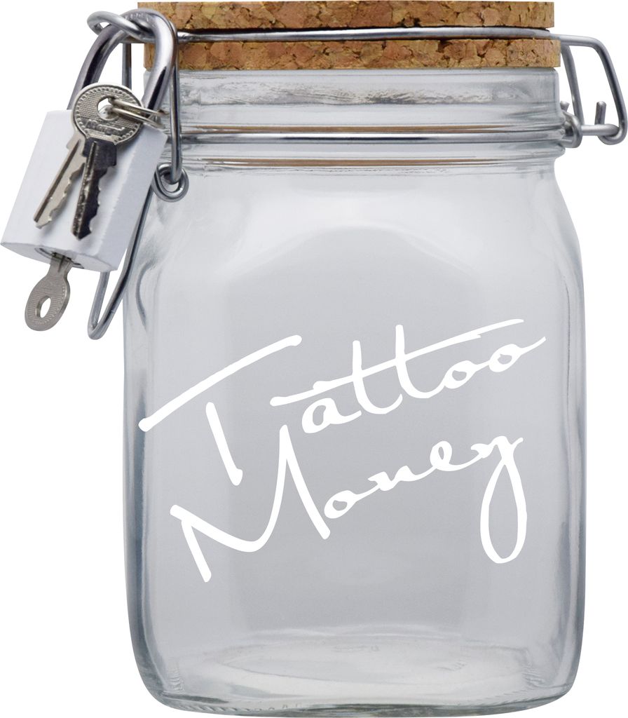Spardose Geld Geschenk Ideen Tattoo Money Transparent Weiss Größe L 1 Liter