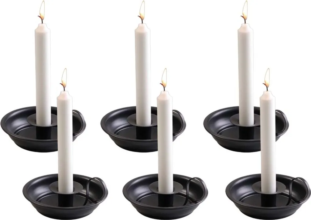 Chandelier vintage en fer noir 14cm avec poignée de transport lot de 6