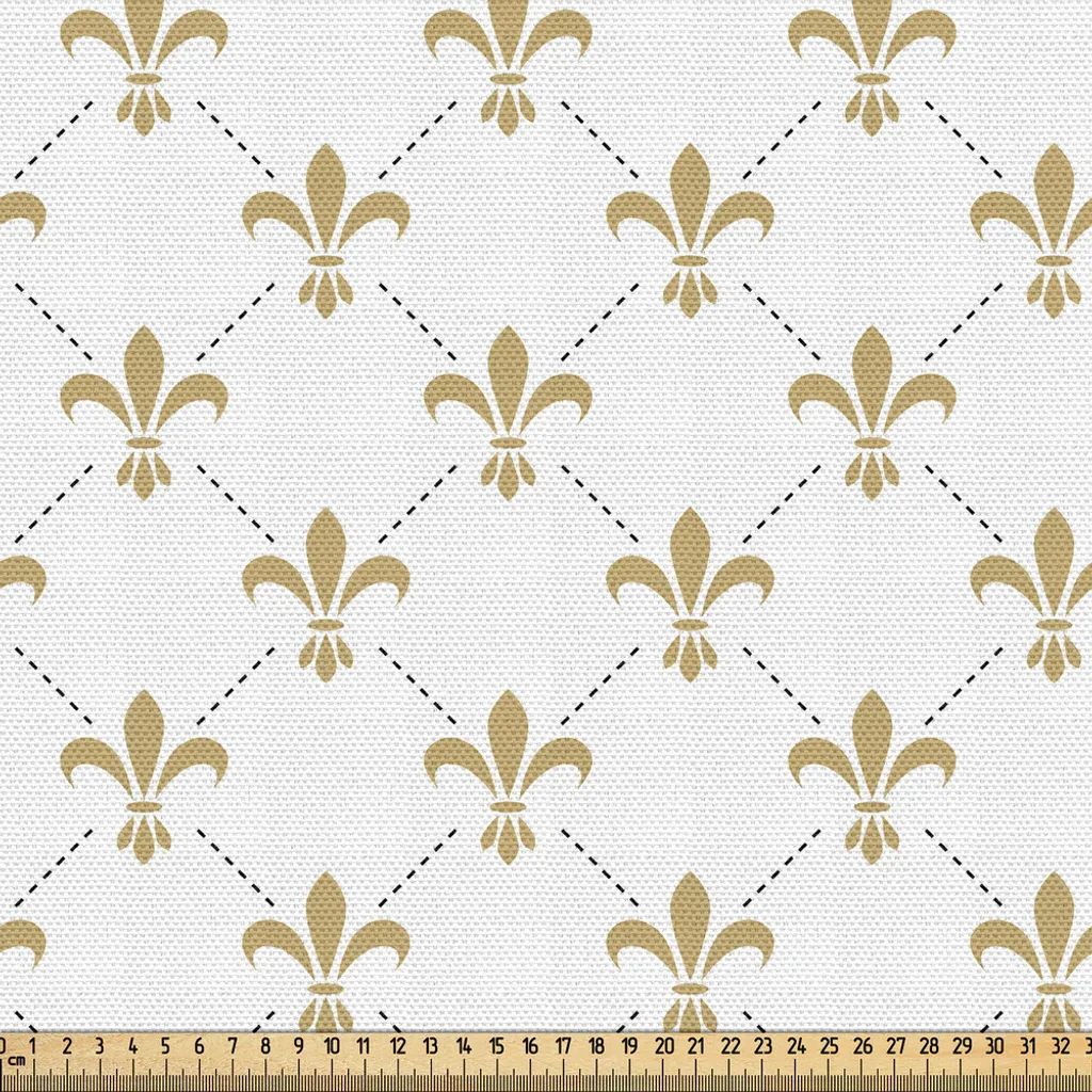 Tissu Artistique Fleur De Lis Blanc et Jaune, Coupon de 3m Haute Qualité