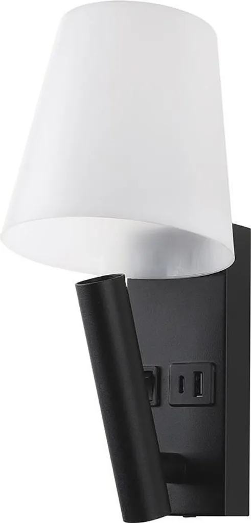 Applique LED 2W chargeur rapide USB-C PD et port USB - Finition Noire