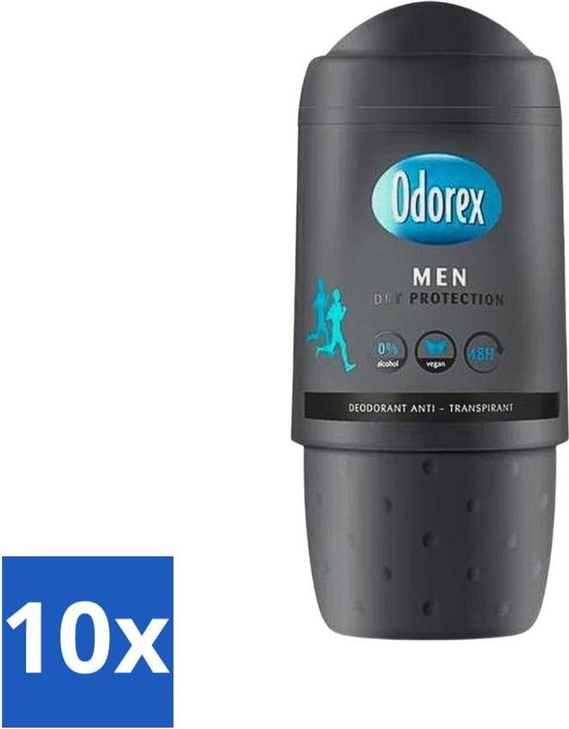 Odorex Deodorant Roller für Männer Trockenschutz 50 ml - Vorteilspack - 10 Stücke