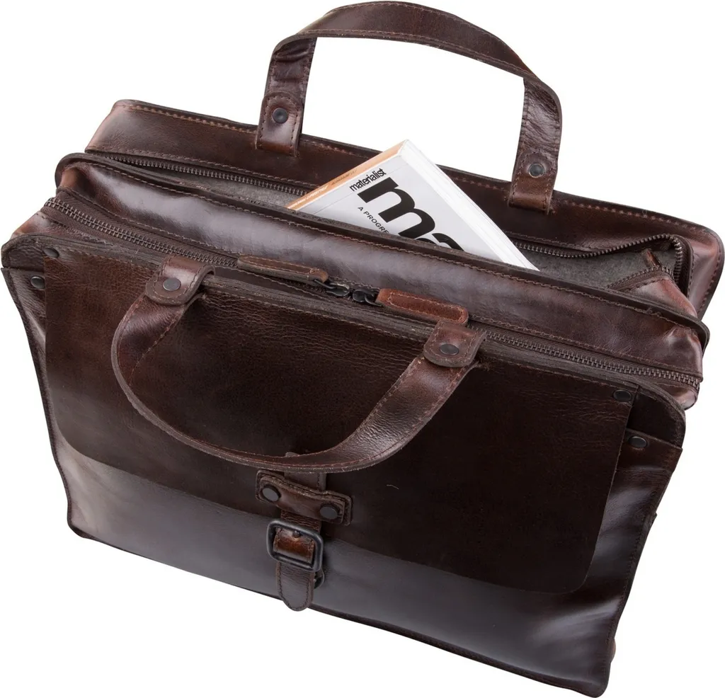 Mallette Cuir Double Compartiment Aberdeen Brown Marron Foncé de Qualité - 15