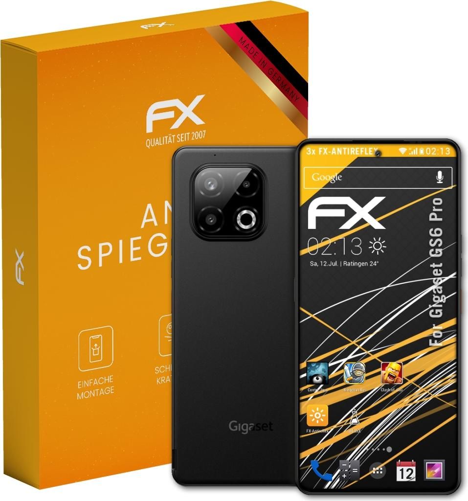 atFoliX FX-Antireflex 3x Schutzfolie kompatibel mit Gigaset GS6 Pro Displayfolie