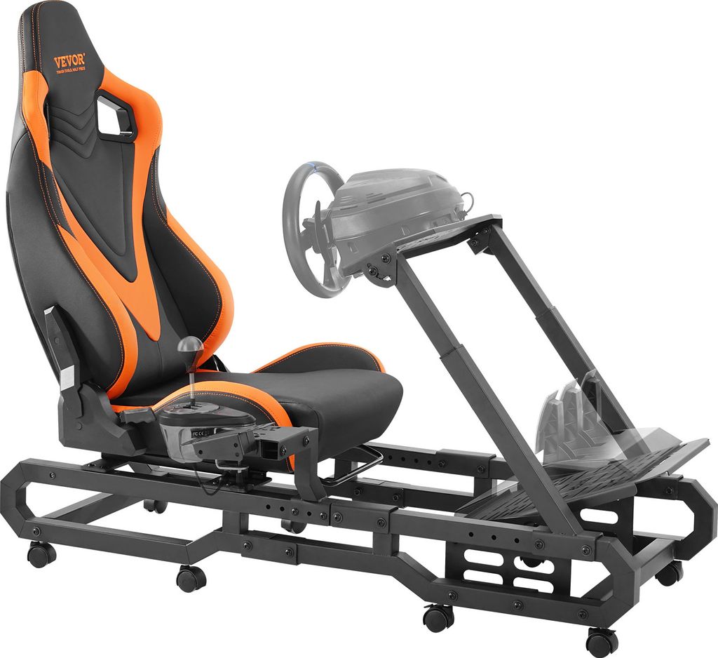 VEVOR Rennlenkradständer mit Rädern für Logitech G923/G920/G29, robustes Fahrsimulator-Cockpit aus Stahl – Thrustmaster T248P, Lenkradhalterun...