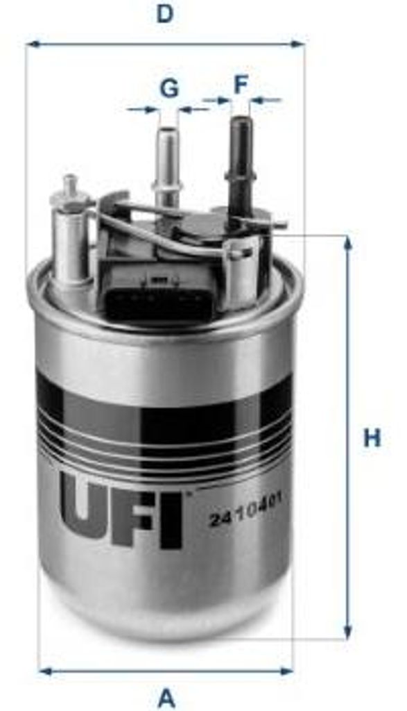 UFI 24.104.01 Kraftstofffilter OE 164001KB3C kompatibel mit Juke
