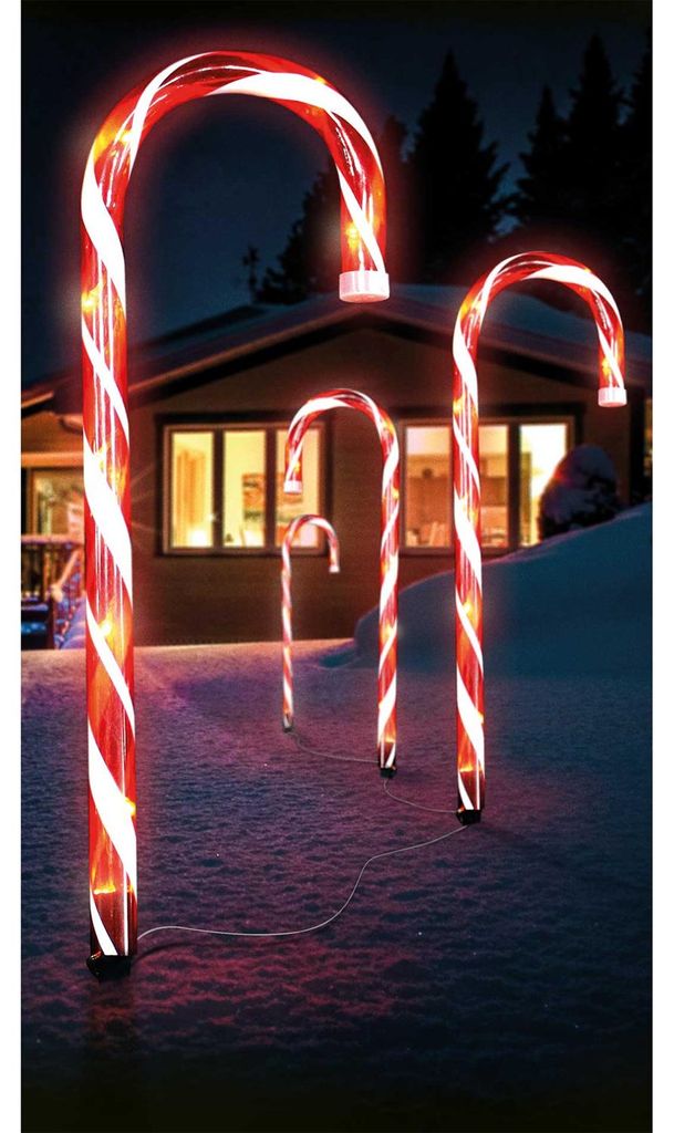 4er Set LED-Gartenleuchtstäbe Zuckerstange 32 weißen LEDs Leuchtstab