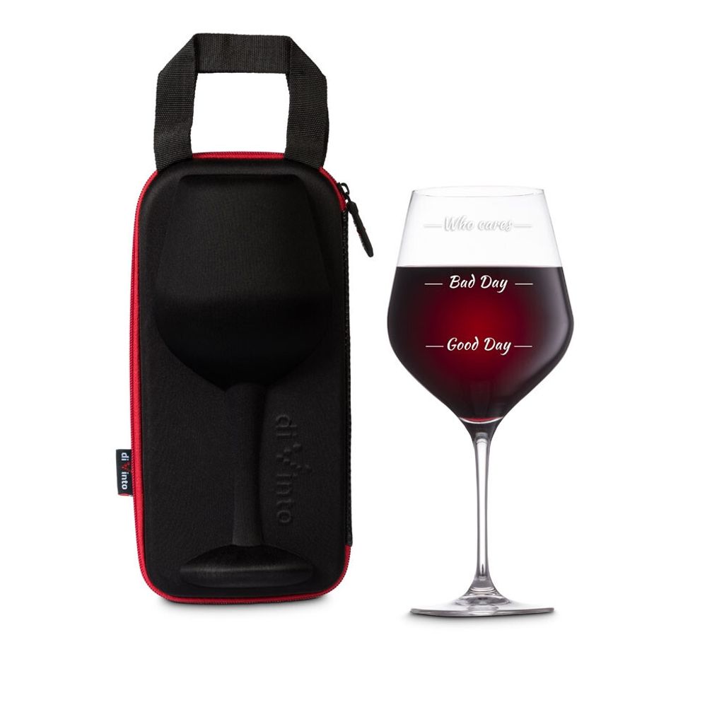 Riesen Weinglas Who cares in Extreme Case, Stimmungsglas XXL 860 ml, Guter Tag Schlechter Tag