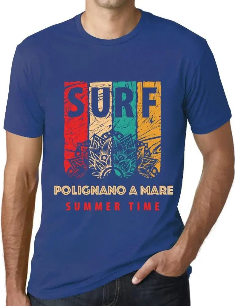 Herren Grafik T-Shirt Surfen im Sommer in Polignano a mare – Summer Time Surf In Polignano A Mare – Öko-Verantwortlich Vintage Jahrgang Kurzarm