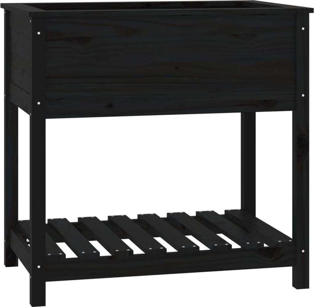 vidaXL Pflanzkübel mit Ablage Schwarz 82,5x54x81 cm Produktbild 