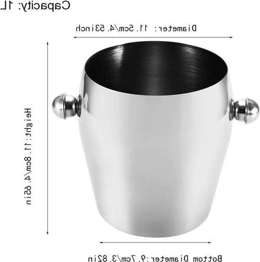 Eiswürfelbehälter Doppelwand Edelstahl 1L Kühler für Party