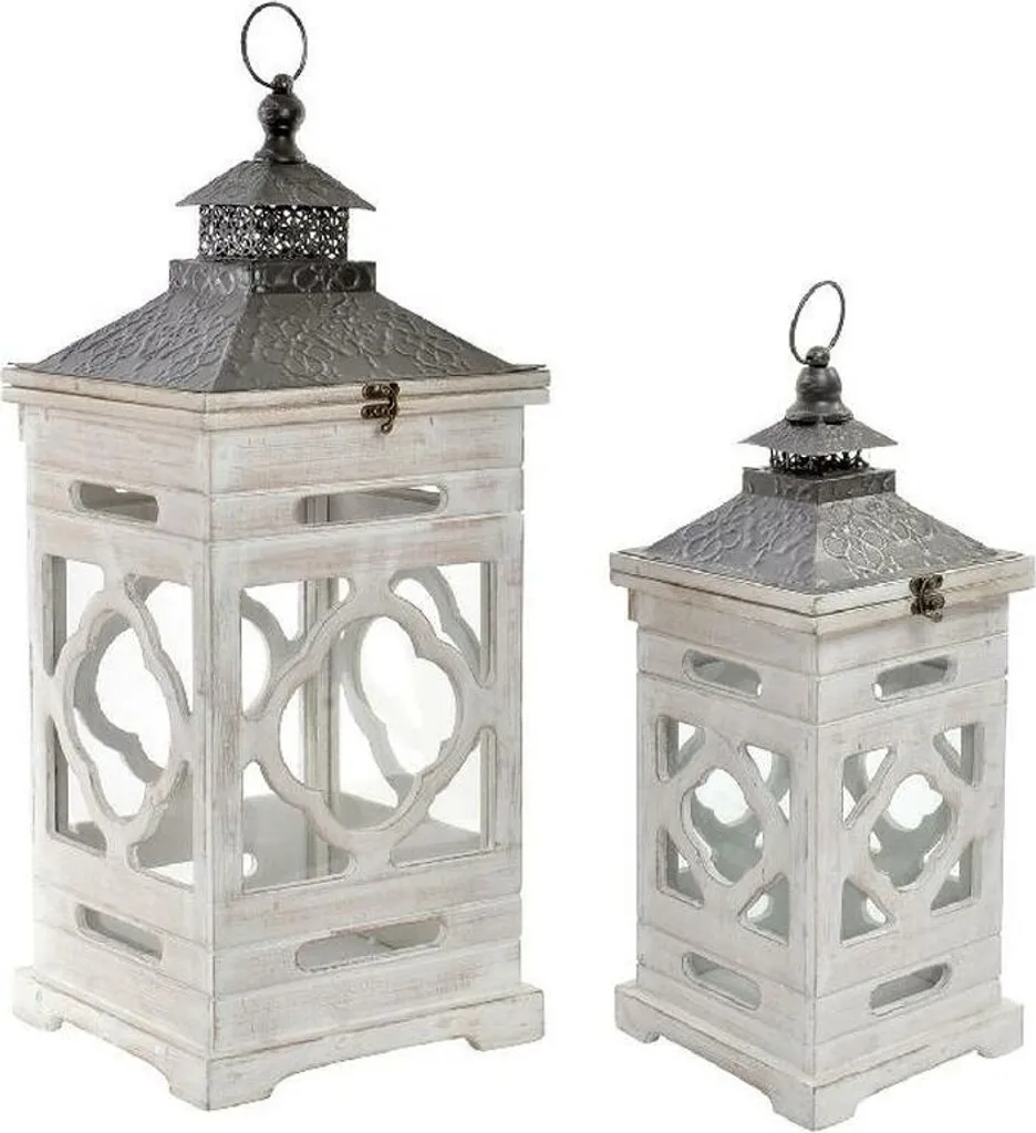 Éclairage d'Ambiance Jardin Style Ethnique Blanc 26x26x66 cm Lot de 2