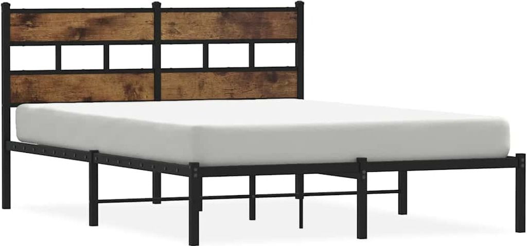 vidaXL Metallbett ohne Matratze Räuchereiche 140x190 cm