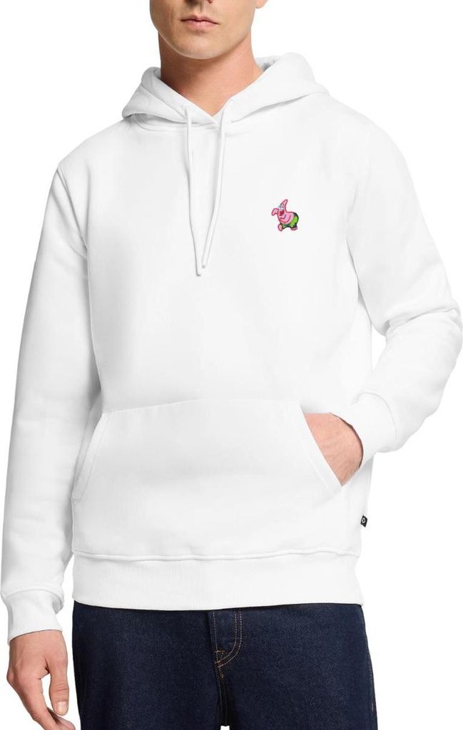 Spreadshirt SpongeBob Schwammkopf Patrick Star Stick-Motiv Herren Premium Hoodie, S, Weiß