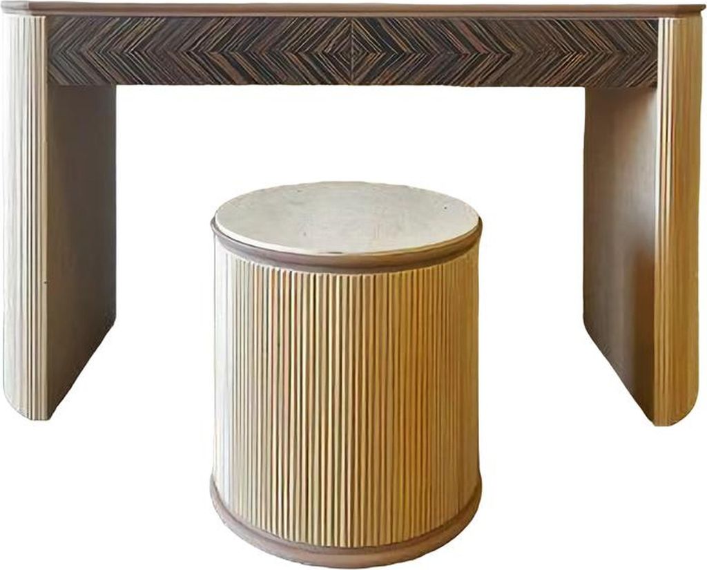 Schminktisch mit Hocker Schlafzimmer Wandspiegel Holz Modern Stil Italien 2tlg
