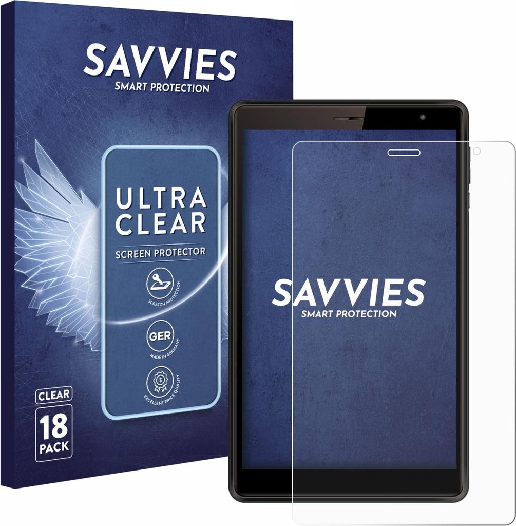 18x Für Logicom Tab 80 8" Schutzfolie Savvies Displayschutz Display Schutz Folie Klar Transparent
