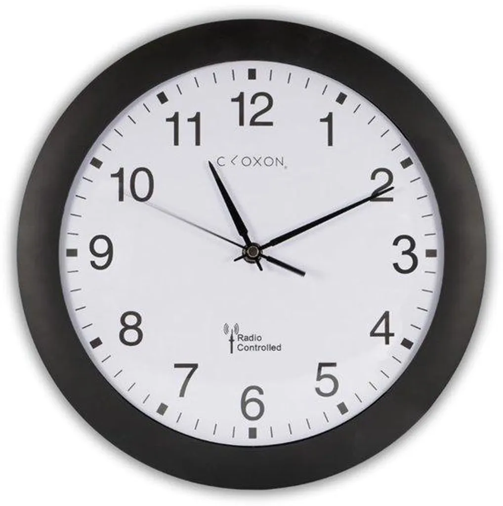 Grande horloge murale noire radiocommandée pour salon et bureau