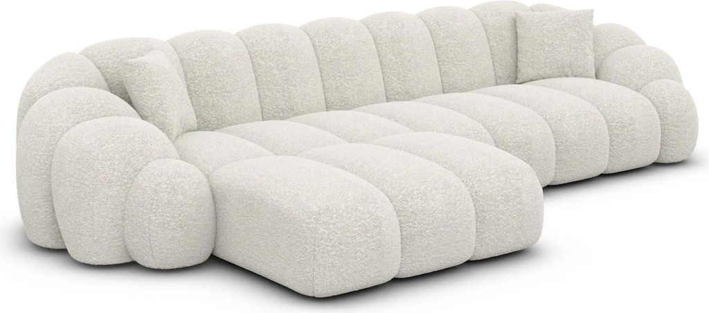 Bouclé L-Form Sofa Liora Weiß Links
