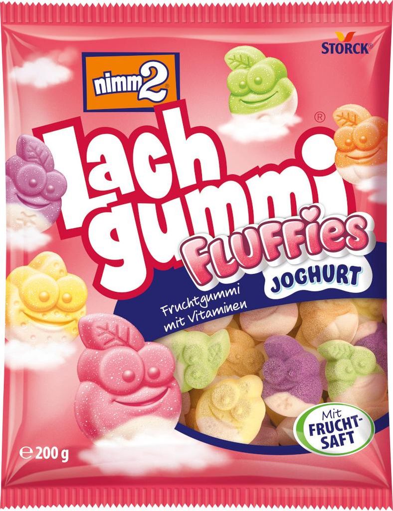 nimm2 Lachgummi Fluffies Fruchtgummi mit Fruchtsaft Packung Produktbild 