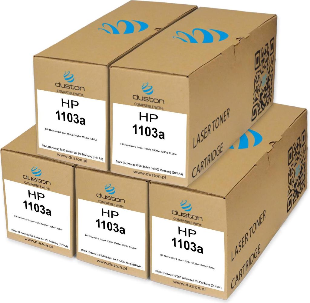 5x 1103a, W1103A, HP103A Toner Druckertoner Patrone Schwarz kompatibel mit HP Neverstop Laser 1000a 1000w 1200a 1200w